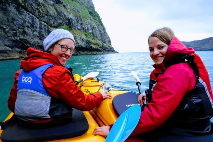 two girls kayaking
