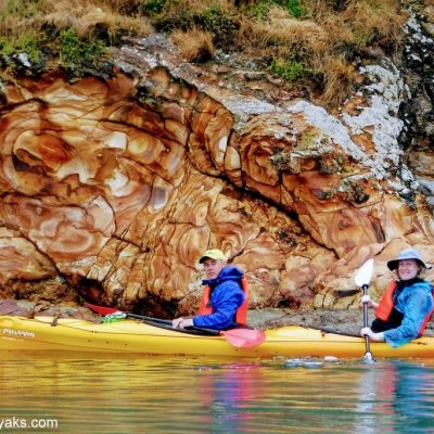 couple in a yellow kayak